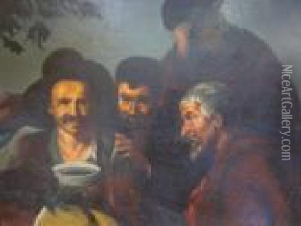 Men With Soup Oil Painting - Annibale Carracci