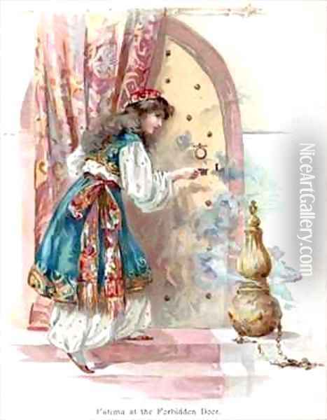 Fatima at the Forbidden Door Oil Painting - Ambrose Dudley