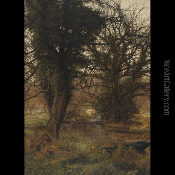 Looking Through A Forest Pool Oil Painting - Frank Walton