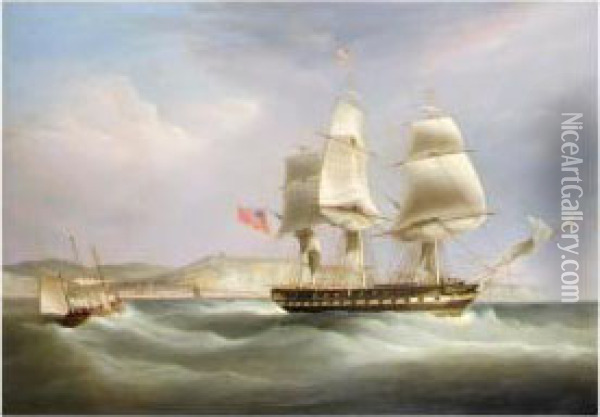 Blackwall Frigate'madagascar' Off Dover Oil Painting - William Huggins