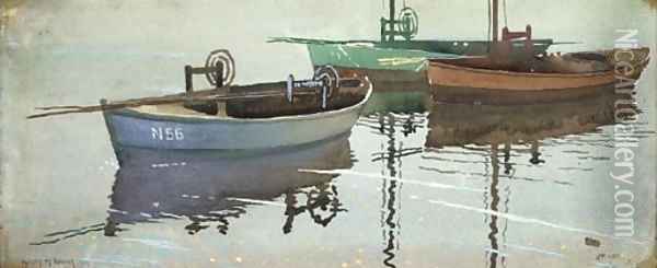 Fishing boats at St Ives Oil Painting - Henry Meynell Rheam