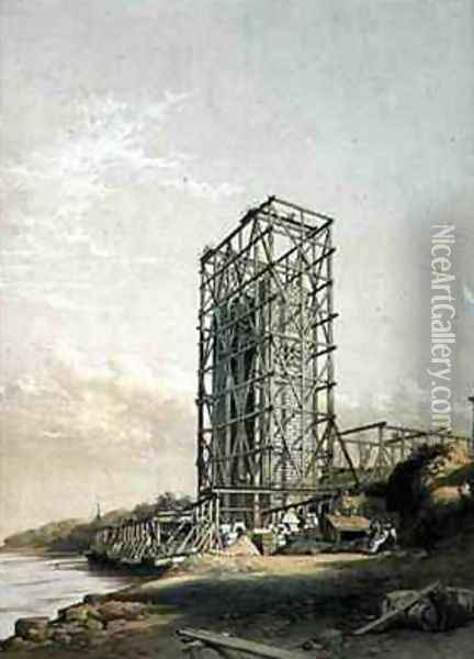 Britannia Bridge Caernarvon Tower Oil Painting - George Hawkins