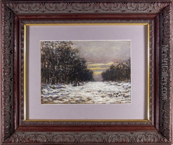 Snowy Woods Oil Painting - Guy De Maupassant
