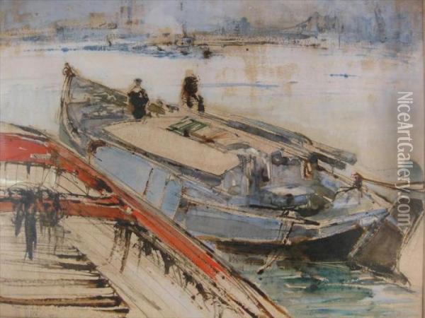 Ferry Boat Oil Painting - William Walcot