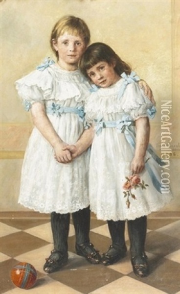 Geschwisterliebe Oil Painting - Ernst Haenssler