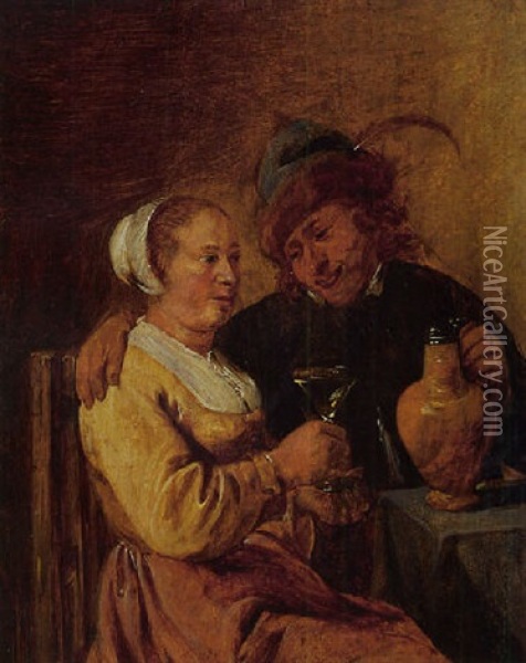 De Verleiding Oil Painting - Joos van Craesbeeck