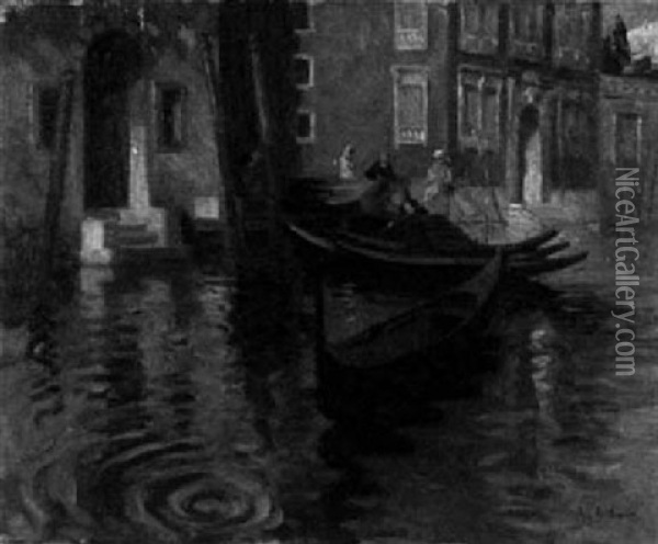 Gondeln In Venedig Oil Painting - Robert Emil Stuebner