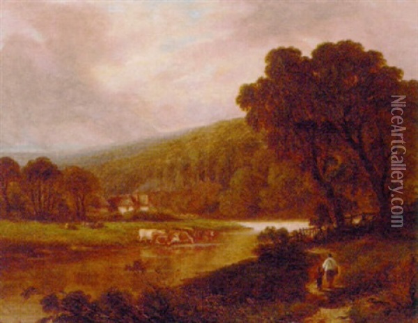 On The Upper Wye Oil Painting - Thomas Henry Thomas