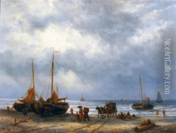 Beach View Oil Painting - George Willem Opdenhoff