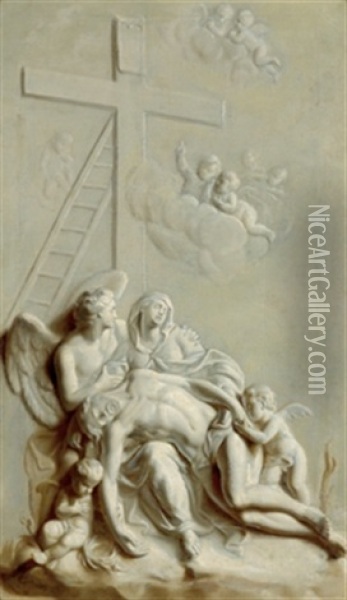 Pieta Mit Engeln Oil Painting - Caspar Franz Sambach