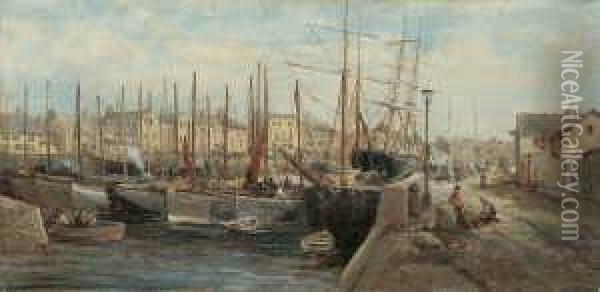 Im Hafen Von Douglas/isle Of Man. Oil Painting - William Edward Webb