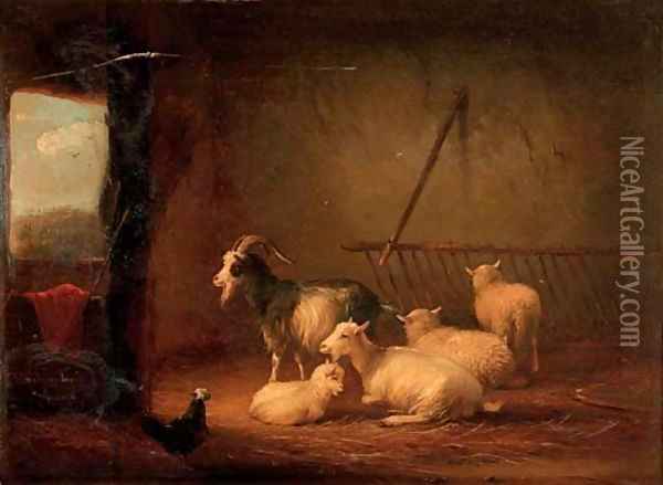 In the barn Oil Painting - Franz van Severdonck