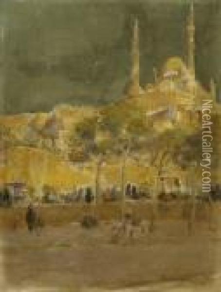 Kario - Blick Auf Die Mohammed-ali-moschee. Oil Painting - Maxime Dastugue