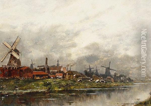 A View Of Laandam Near Amsterdam Oil Painting - Karl Heffner