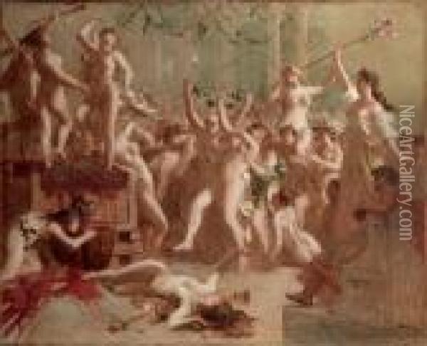 Fete De Vendange Donnee Par Messaline Dans Le Palais De Claude Oil Painting - Gustave Surand