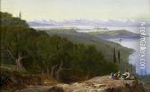 Corfu From Gastouri Hill Oil Painting - Edward Lear