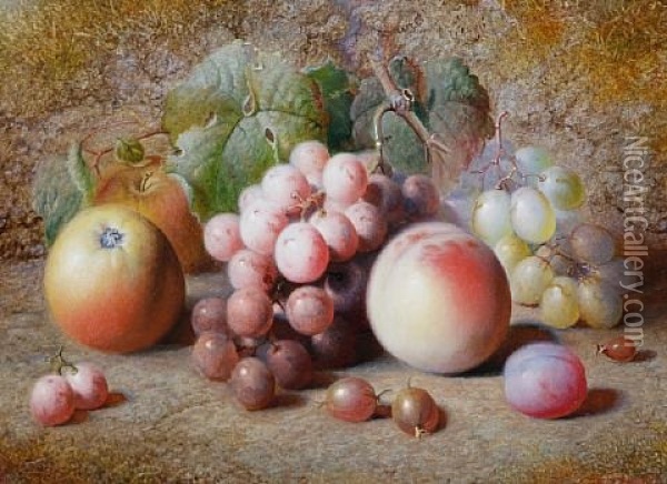 Still Life Of Fruit (+ Still Life Of Fruit; Pair) Oil Painting - Charles Archer