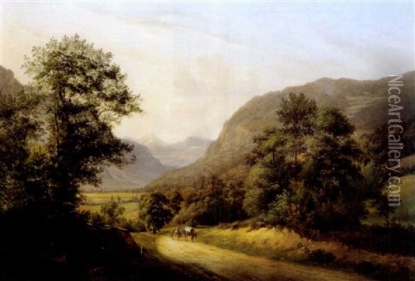 Landschaft Bei Satigny Mit Blick Auf Die Savoyer Alpen Oil Painting - Henri Luc Mottu