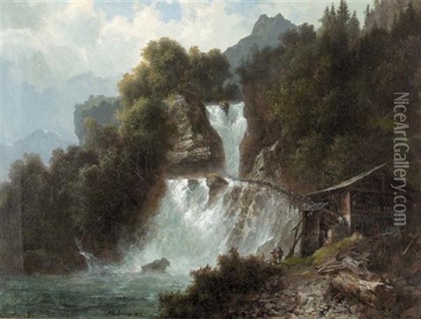 Die Reichenbachfalle Bei Meiringen Oil Painting - Arnold Albert Jenny