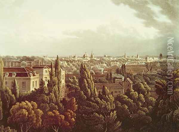 View of Oxford from the Gallery in the Observatory, engraved by J. Bluck, 1st July 1814 Oil Painting - William Turner