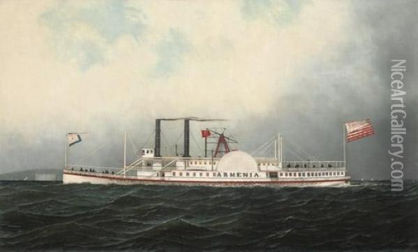 The Hudson River Day Line Steamboat 
Armenia Oil Painting - Antonio Nicolo Gasparo Jacobsen