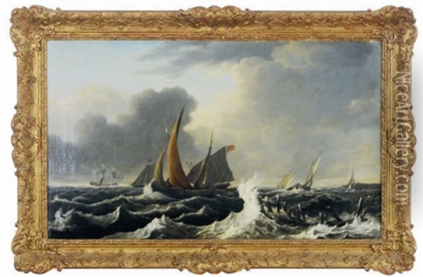 Ships In Rough Seas Oil Painting - Ludolf Backhuysen the Elder