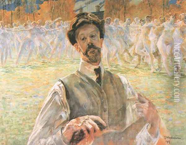 Self-Portrait with a Dance Pageant Oil Painting - Jacek Malczewski