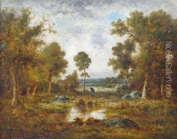 Virgilo 
Herbstliche Waldlandschaft Mit Einer Reisigsammlerin Oil Painting - Narcisse-Virgile D Az De La Pena