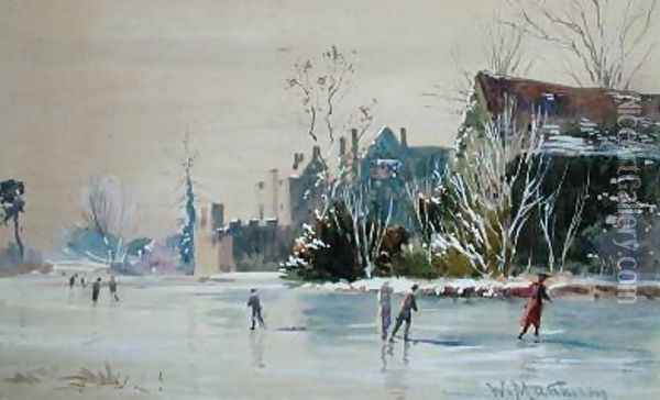 Skating at Broughton Castle Oil Painting - William Matthison