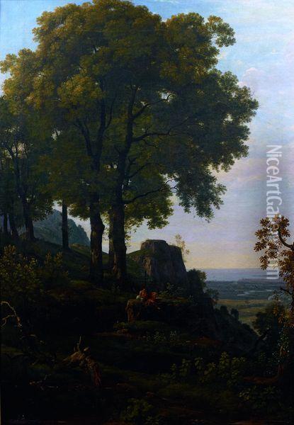 Chasseur Au Repos Admirant Un Paysage Oil Painting - Nicolas-Didier Boguet
