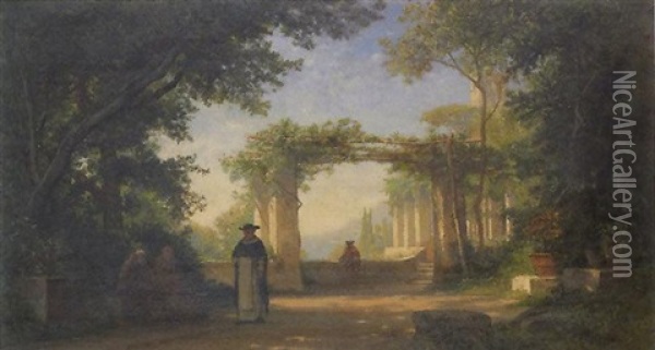 Terrasse De Couvent, Italie Oil Painting - Auguste Paul Charles Anastasi