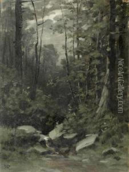 Forest In Moonlight Oil Painting - Hermann Traugott Rudisuhli