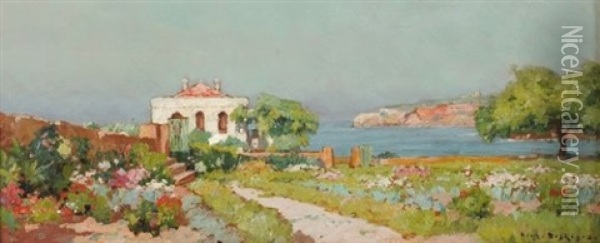 Villa Au Jardin Fleuri Oil Painting - Eugene F. A. Deshayes