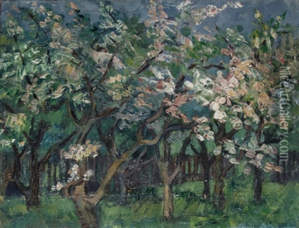 Blooming Fruit Trees Oil Painting - Heinrich Nauen