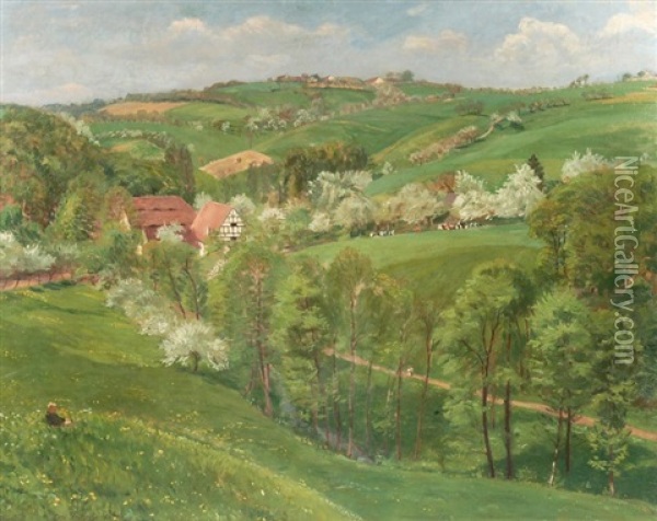 Hugelige Landschaft Oil Painting - Julius Otto Fritzsche