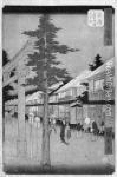 Gojusan Tsugi Meisho Zue Oil Painting - Utagawa or Ando Hiroshige