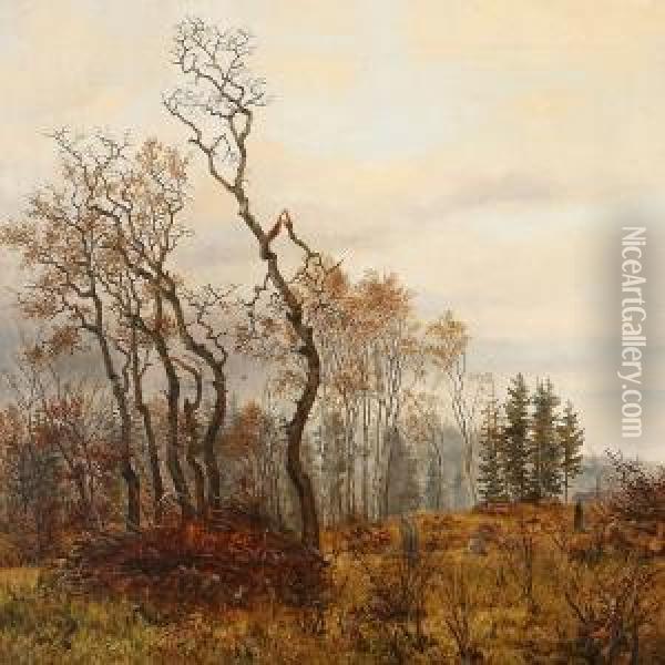 Quiet Day In A Autumn Forest Glade Oil Painting - Eleonore Tscherning