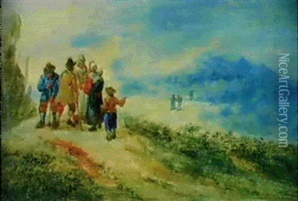 Reunion De Personnages Dans Un Paysage Oil Painting - Theobald Michau