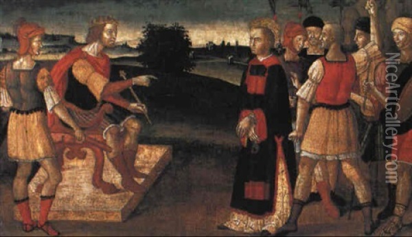 Der Heilige Laurentius Wird Valerianus Vorgefuhrt Oil Painting - Giacomo Pacchiarotti