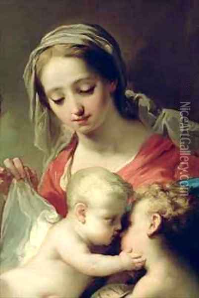 Madonna and Child with Saints John Anna and Rocco 2 Oil Painting - Gaetano Gandolfi