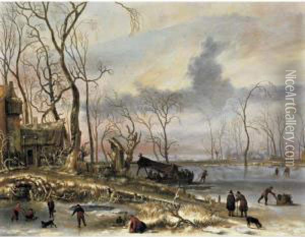 A Winter Scene Oil Painting - Jan van Kessel