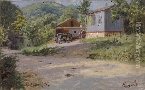 House By The Road Oil Painting - Aleksandr Aleksandrovich Kiselev