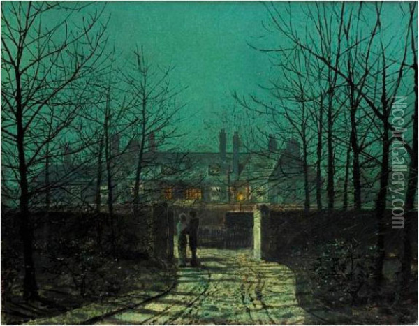 Lovers At The Gate Oil Painting - John Atkinson Grimshaw