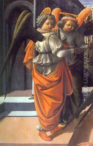 Annunciation (detail) 6 Oil Painting - Filippino Lippi