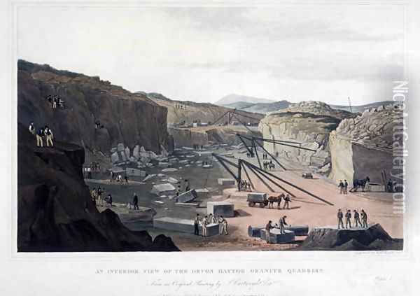 An Interior View of the Devon Haytor Granite Quarries, 1825 Oil Painting - Joseph Cartwright