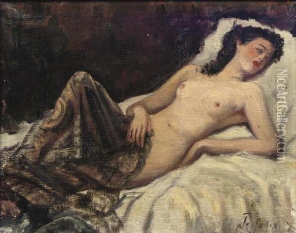 A Reclining Nude Oil Painting - Pio Joris
