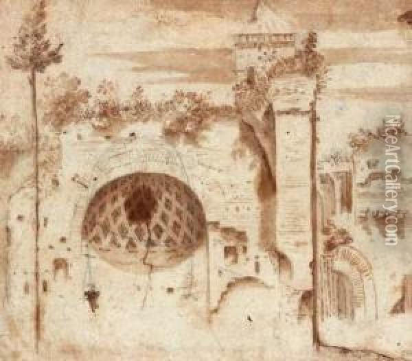 Paysage De Ruines En Italie Oil Painting - Bartholomeus Breenbergh