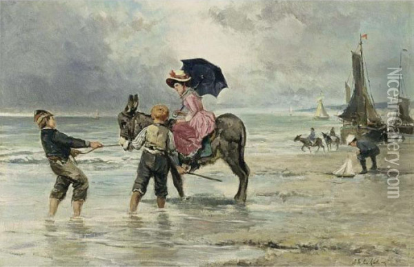 The Donkey Ride Oil Painting - Johan Mari Ten Kate