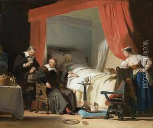 Mazarin Au Chevet D'un Peintre Oil Painting - Alexandre Evariste Fragonard