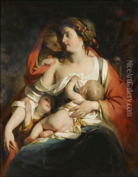 Caritas (Charity) Oil Painting - Friedrich Ritter von Amerling
